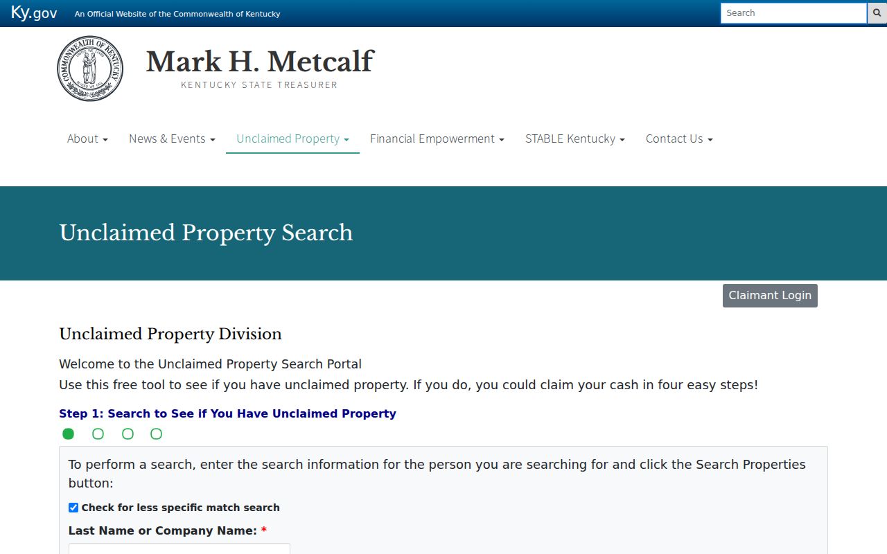 Kentucky unclaimed property name search