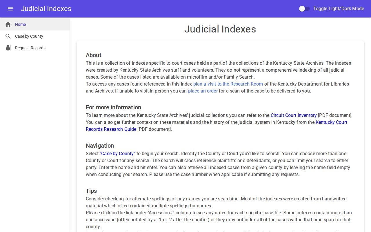 Nicholasville resident lookup in Kentucky historical judicial indexes