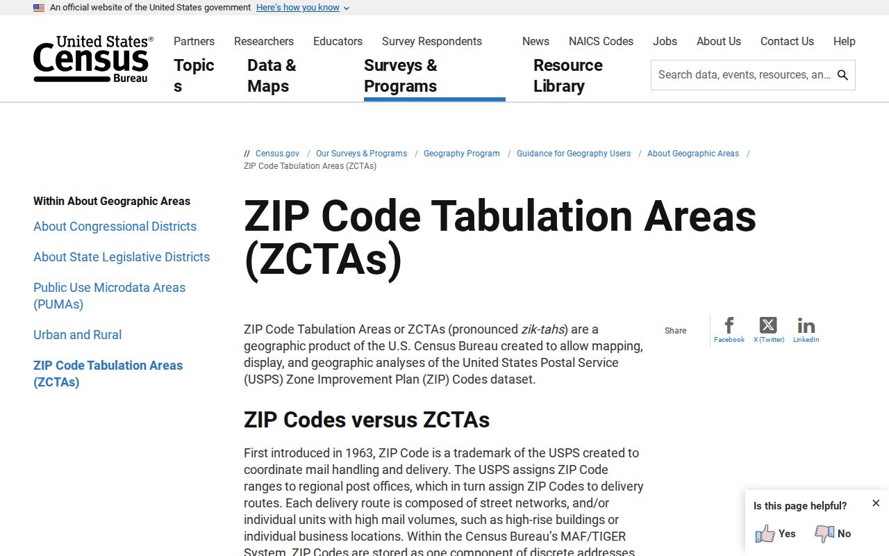 Nicholasville ZIP code directory Census ZCTA guidance